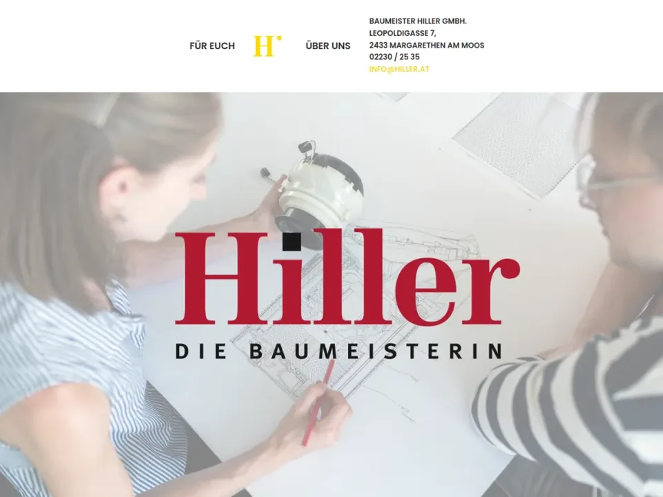 Startseite von Hiller mit Navigation und Hero-Bereich